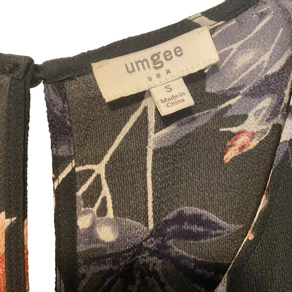 UMGEE Women's Size S Dress Dark Green Floral Boho Roses Granny Popover Romantic - Picture 3 of 8